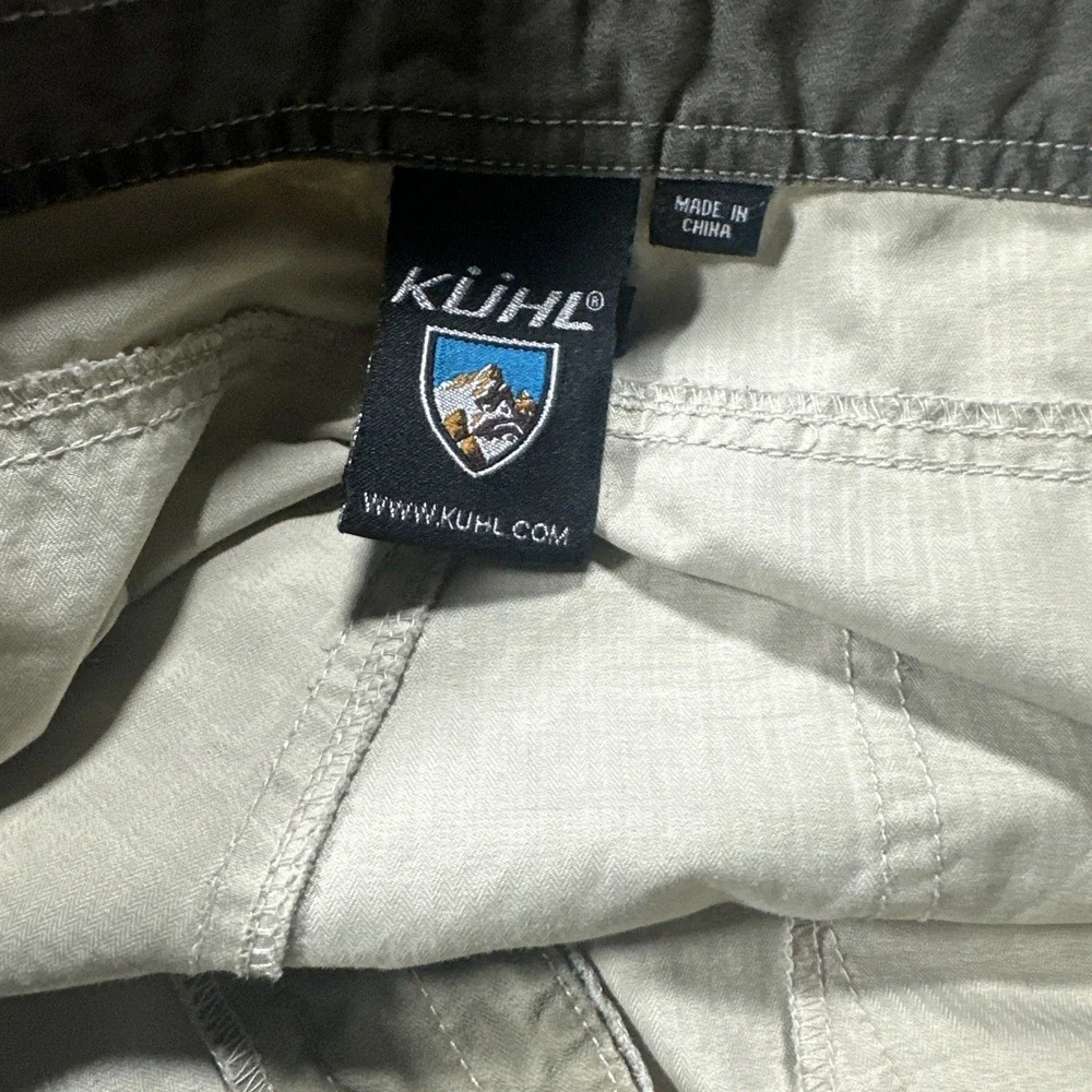 Kuhl Kuhldry Tan Hiking Pants - Ripstop Fabric Cargo Pockets - Men's 36x32
